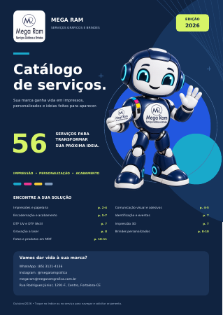 Capa do catálogo de serviços da Mega Ram